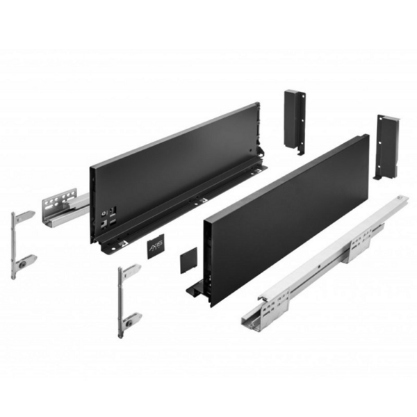 Guide per cassetti Axispro Soft close estrazione totale portata kg.40 con Spondina Nero C mm.167 varie lunghezze | GTV